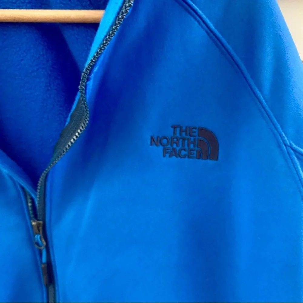The North Face Soft Shell Fleece lined Blue Full Zip Up Size XL